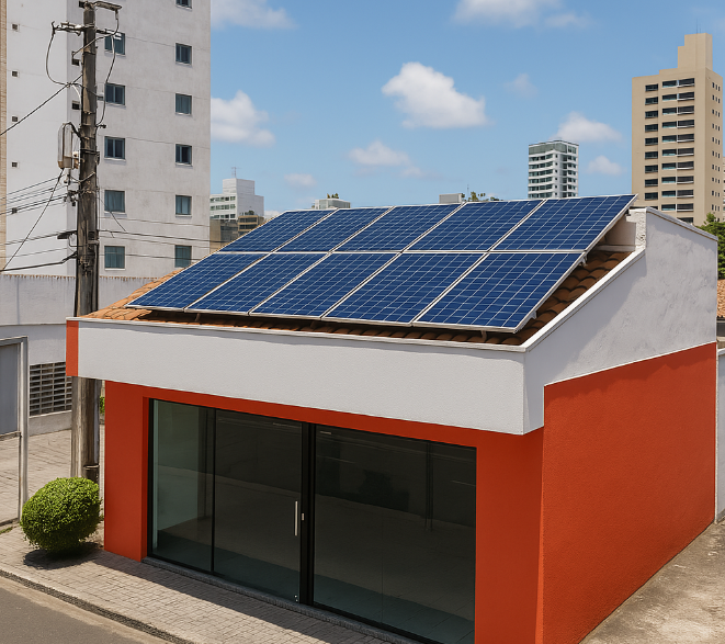 Estabelecimento comercial com painéis solares em João Pessoa-PB