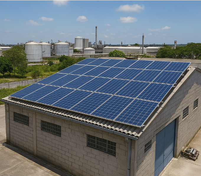 Galpão industrial com painéis solares em Salvador-BA