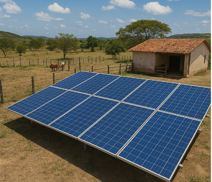 Instalação de painéis solares em fazenda rural em Caruaru-PE